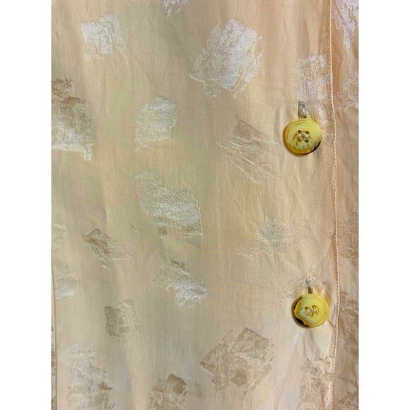 Tahari Jacquard Silk Pale Yellow Double Breasted Blouse size 8 - Picture 4 of 9